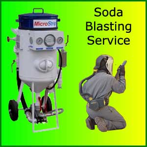 soda blasting in action